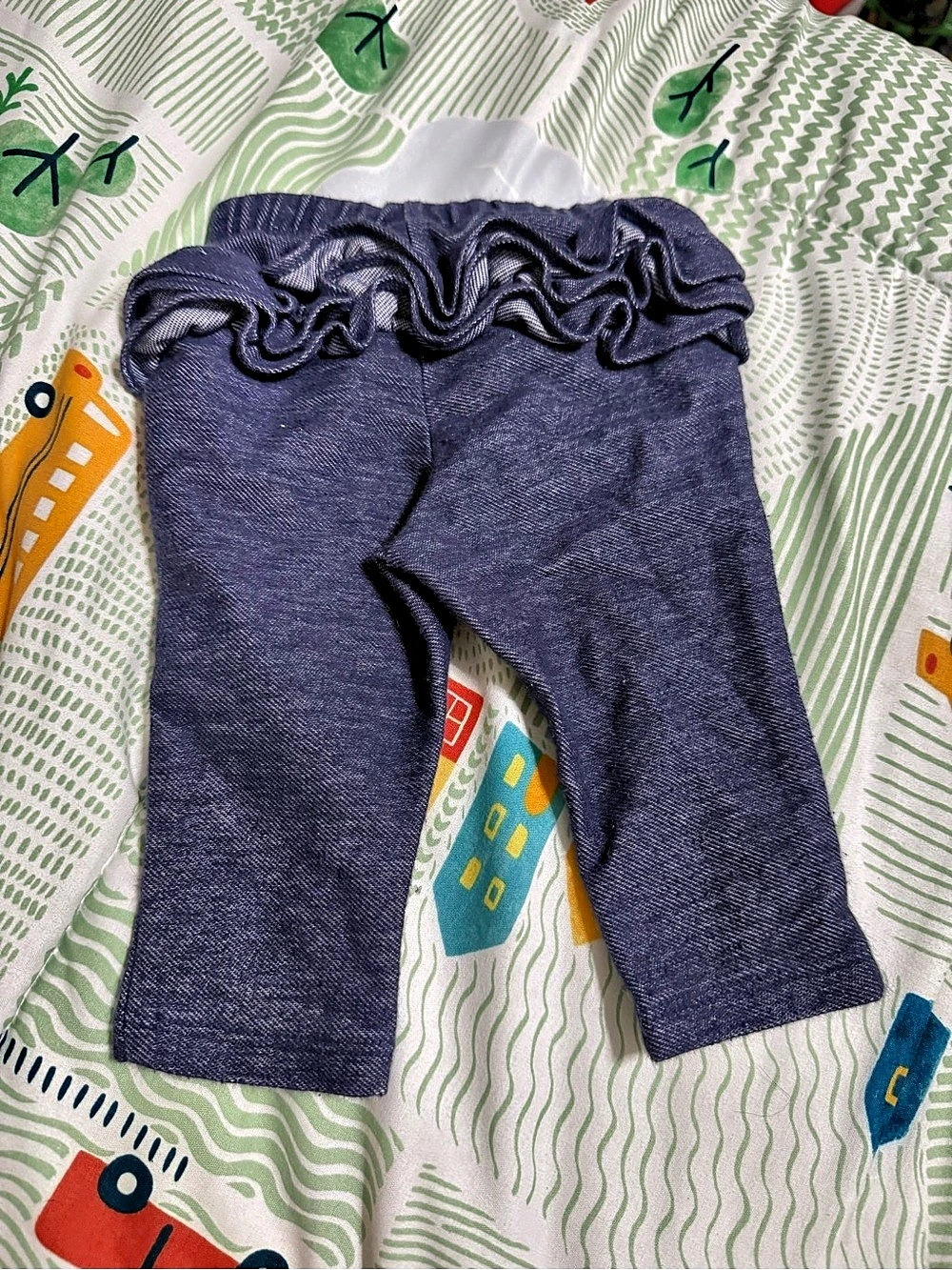 Kids Blue Ruffle Waist Leggings